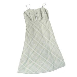 Lulus Just My Luck Green White Plaid Sleeveless Skinny Strap Dress - Size Large